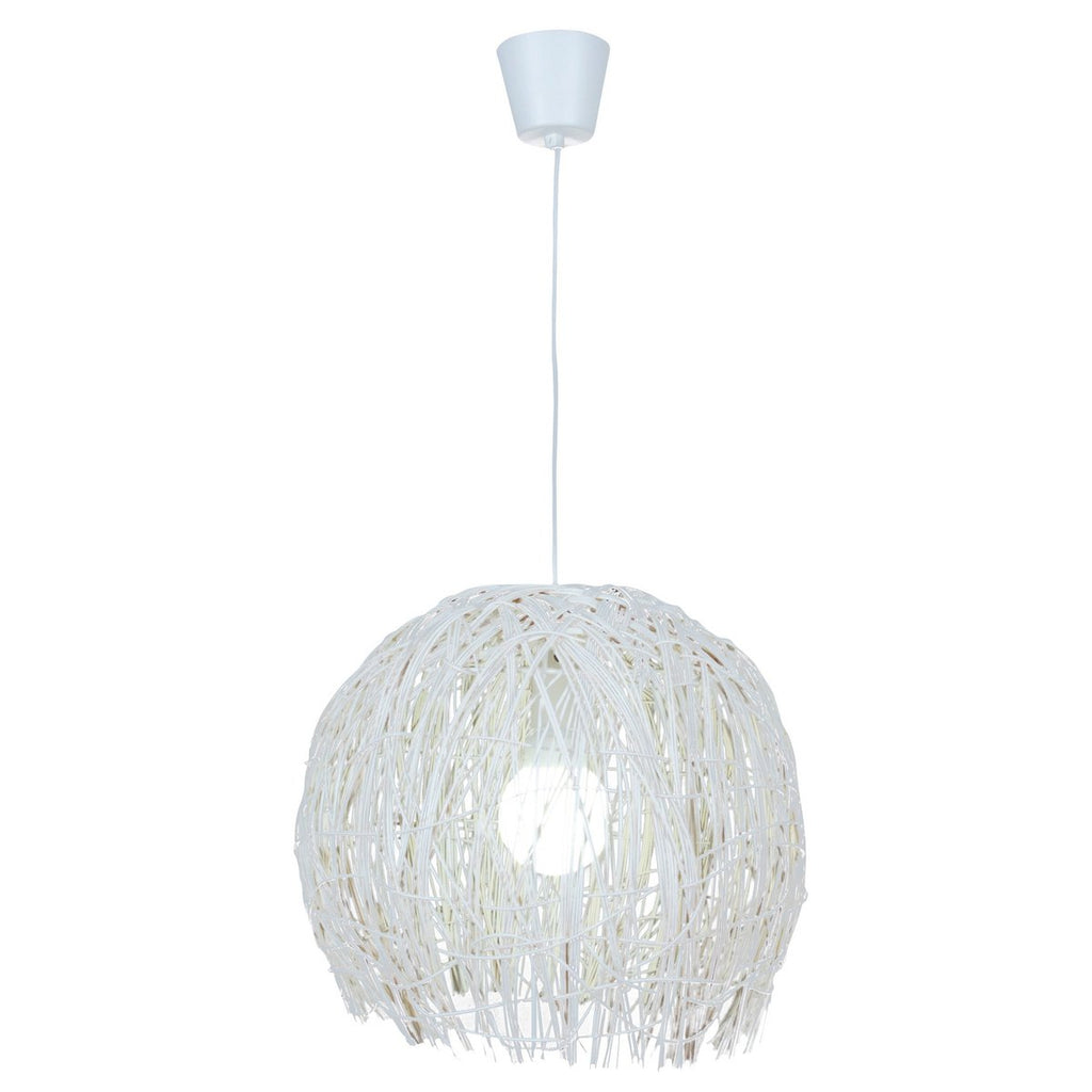 Korb hanger lamp "struwel" Ø 40, gemaakt van witte rattan, e27 -versie.