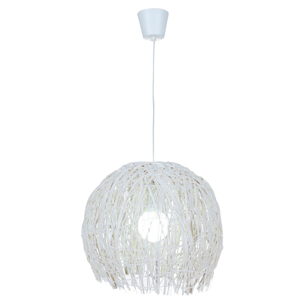Korb hanger lamp "struwel" Ø 40, gemaakt van witte rattan, e27 -versie.