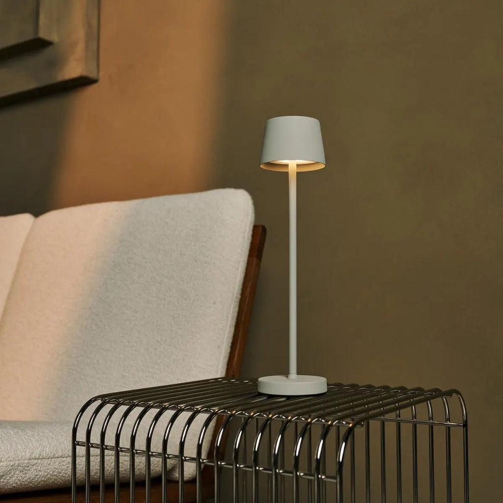 Vondel Mini Shadow Gray Oplaadbare en draadloze lamp perfect voor horeca -industrie - draadloos oplaadbaar via laadstation