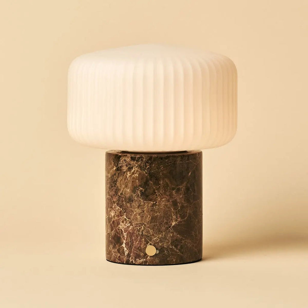 Renoir Brown / Emperador Dark - Marmeren oplaadbare tafellamp - Draadloos, USB -oplaadbaar en tot 100 uur verlichting