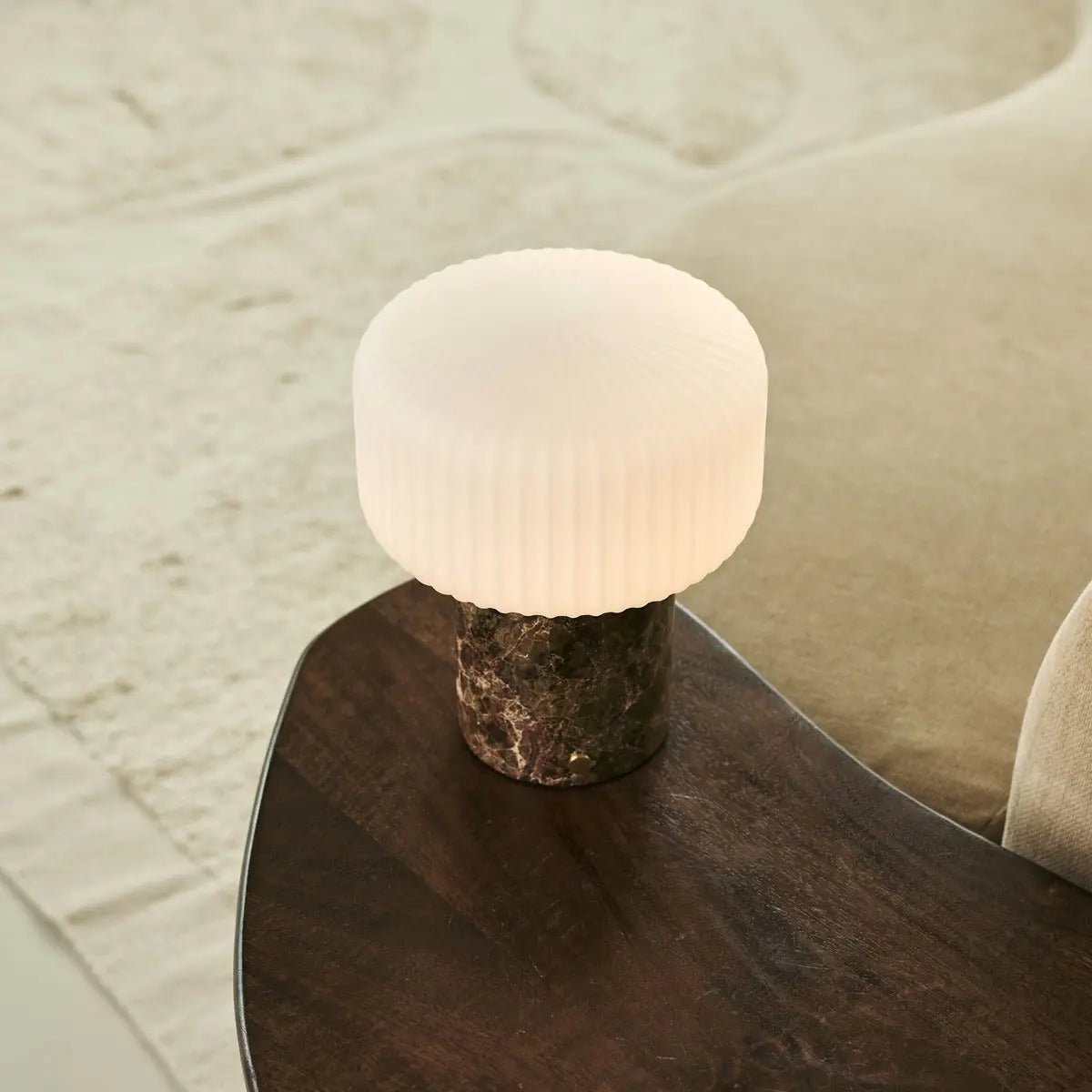 Renoir Brown / Emperador Dark - Marmeren oplaadbare tafellamp - Draadloos, USB -oplaadbaar en tot 100 uur verlichting