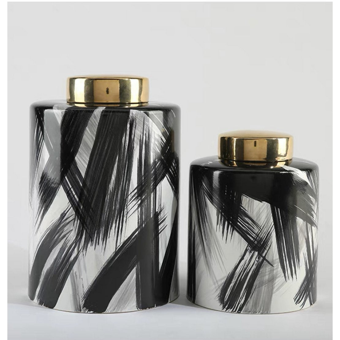 Keramieken pot Zwart wit goud Klein formaat