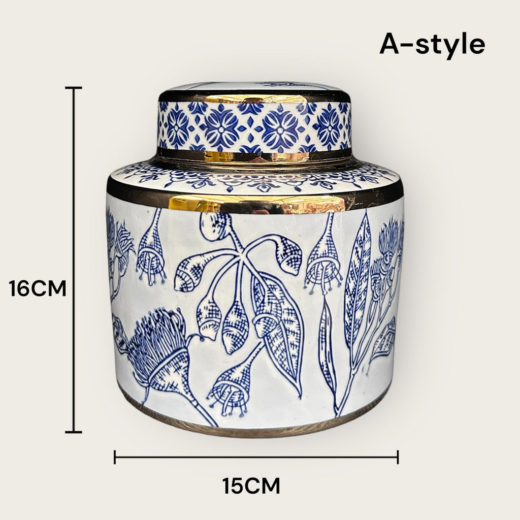 Blauw-witte porseleinen bloemenvaas (voor keuken thuis)