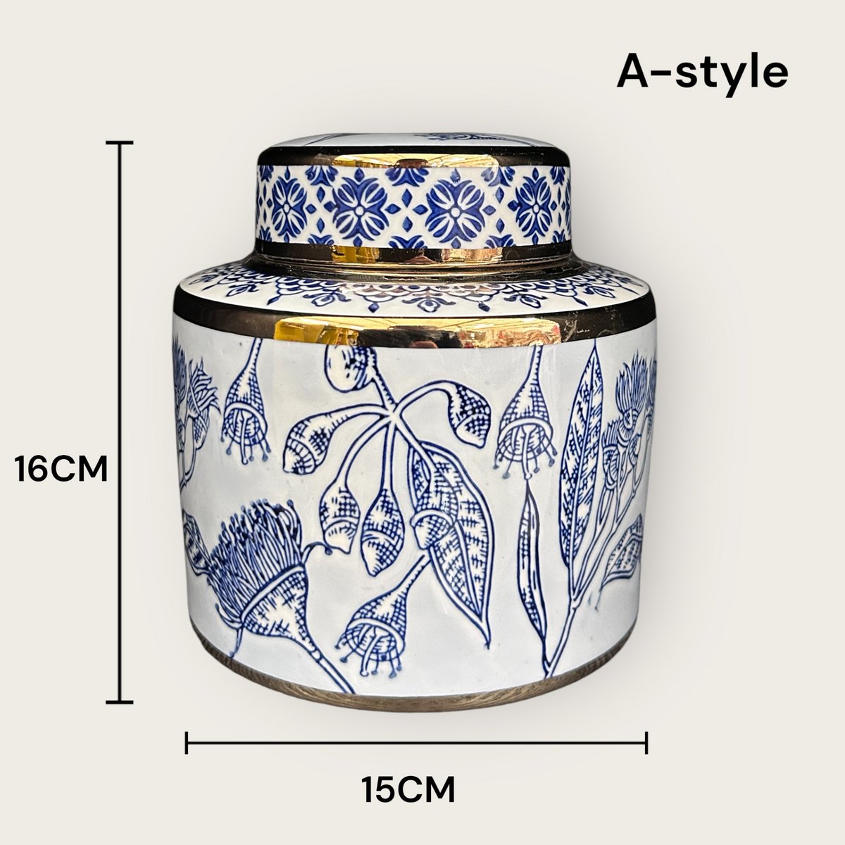 Blauw-witte porseleinen bloemenvaas (voor keuken thuis)