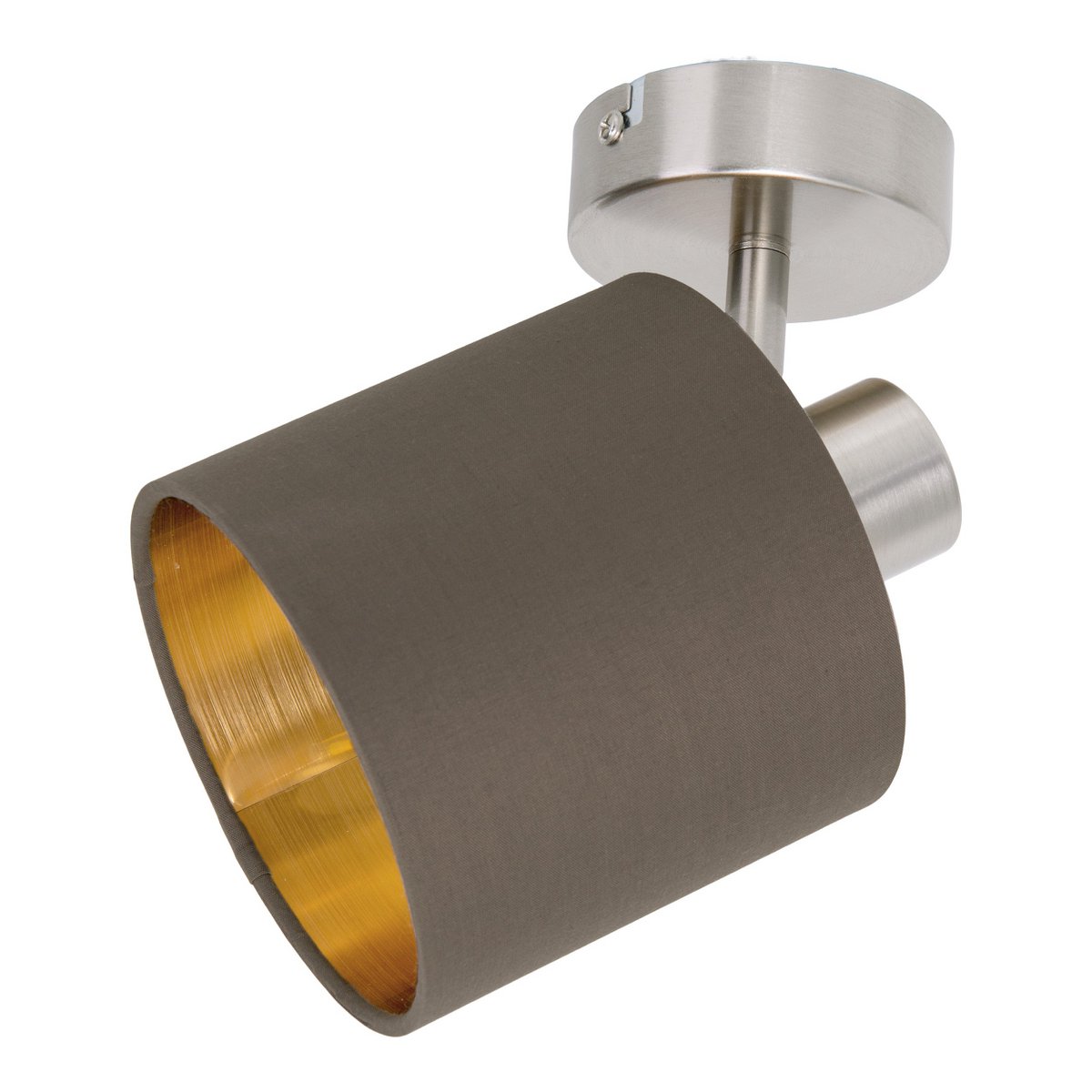 1er muur- en plafondvlek "Maron" gemaakt van metalen satin-mat met stof paraplu in bruin, met E14-aansluiting, lamp voor woonkamer, eetkamer, gang en kantoor, ongeveer. 17 x 12 cm