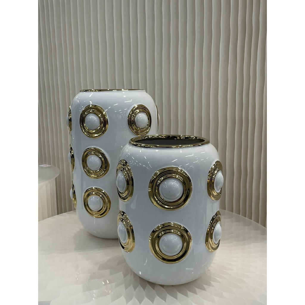 Gouden vaas met 2 cirkels (CV11617-9WIT)