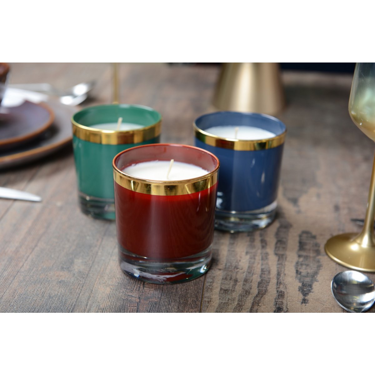 Blauwe geurkaars van katoen