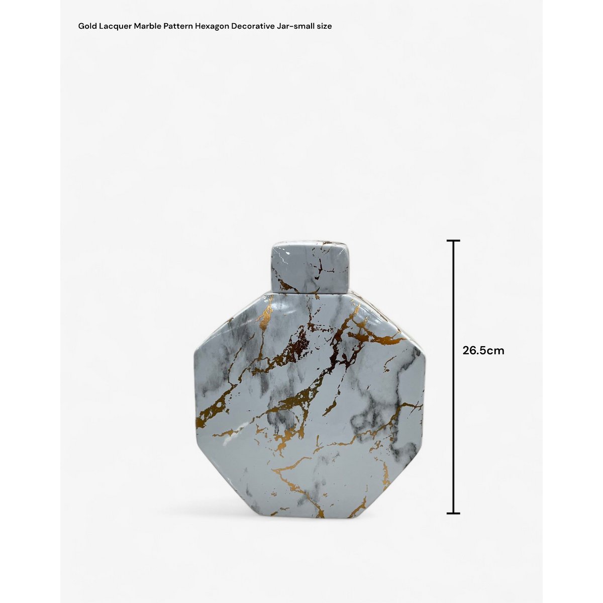 Gouden lak marmeren patroon zeshoek decoratieve pot (klein formaat)