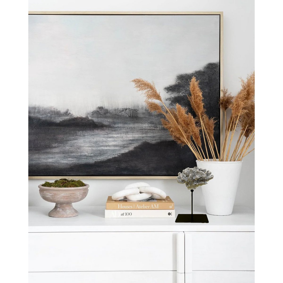 Coral collectie met metalen standaard ( champagnekleur)