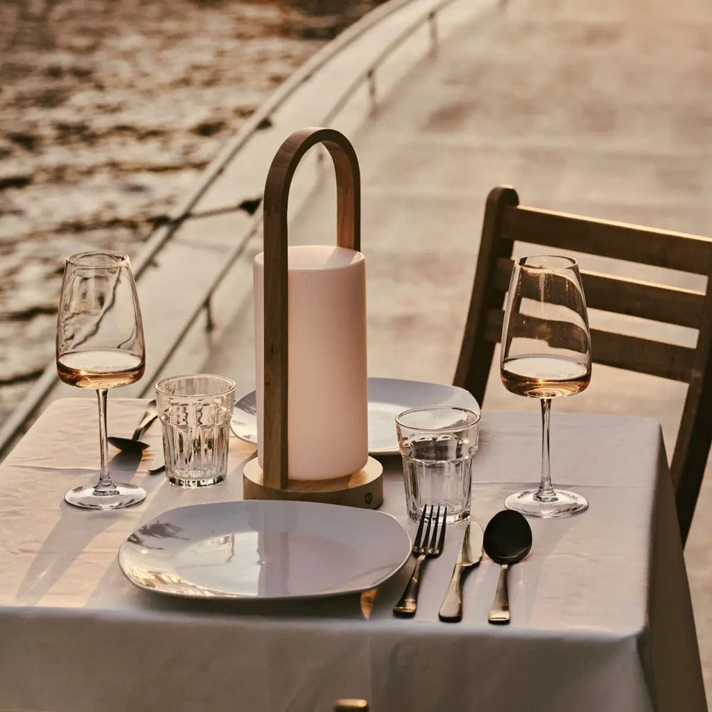 Evie Lichtbruine Oplaadbare Houten Tafellamp – Dimbaar & Snoerloos