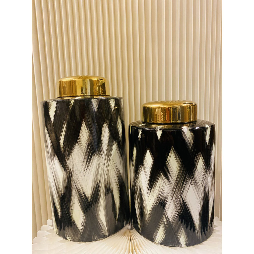 Keramieken pot Zwart wit goud Klein formaat