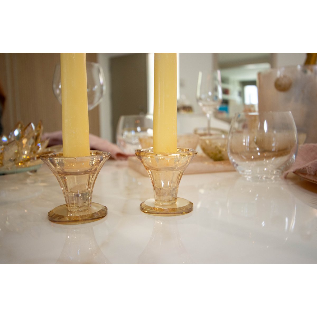 H5.5cm Amber Candlestick - veel van 2