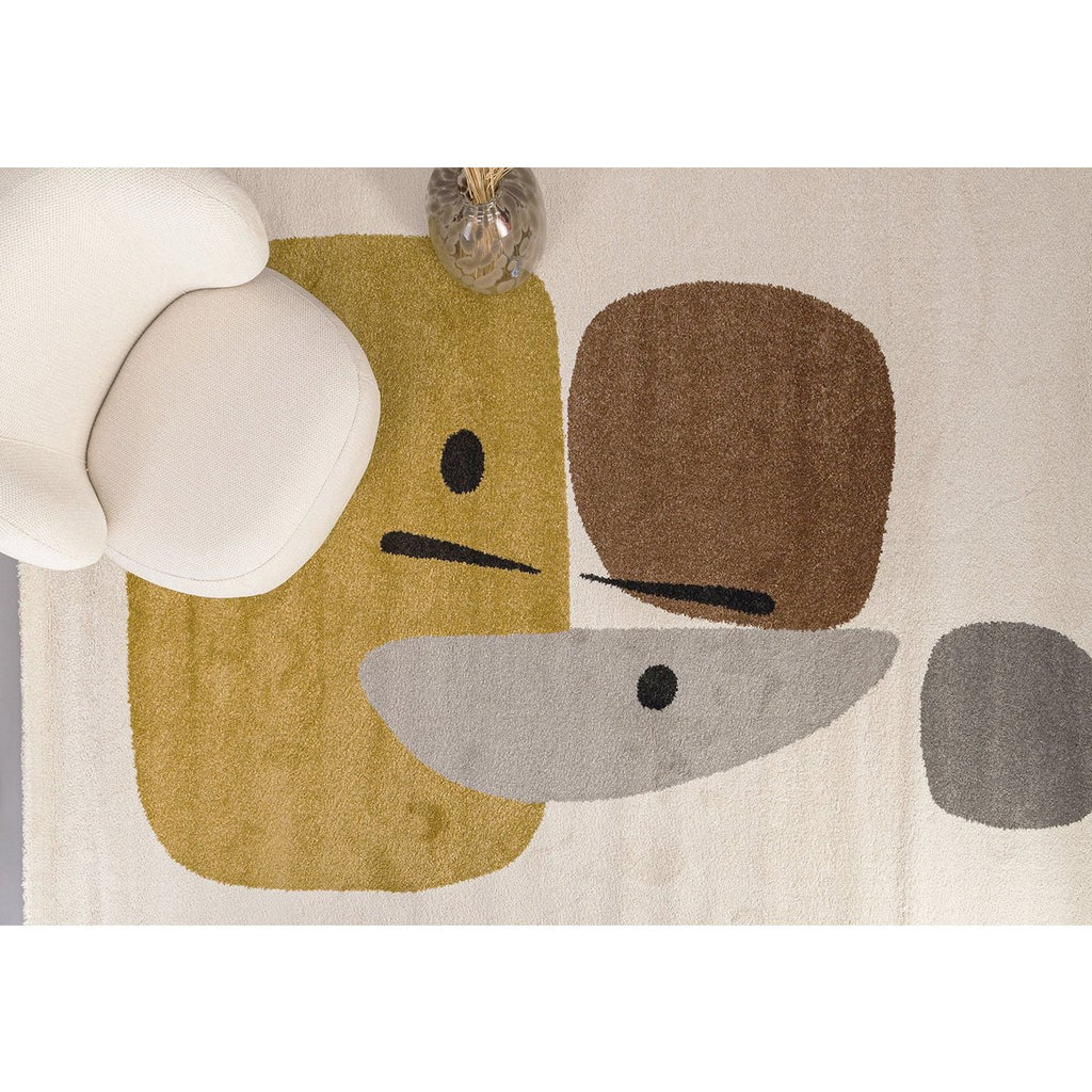 Geometrisch tapijt eerbetoon aan Joan Miró Collage