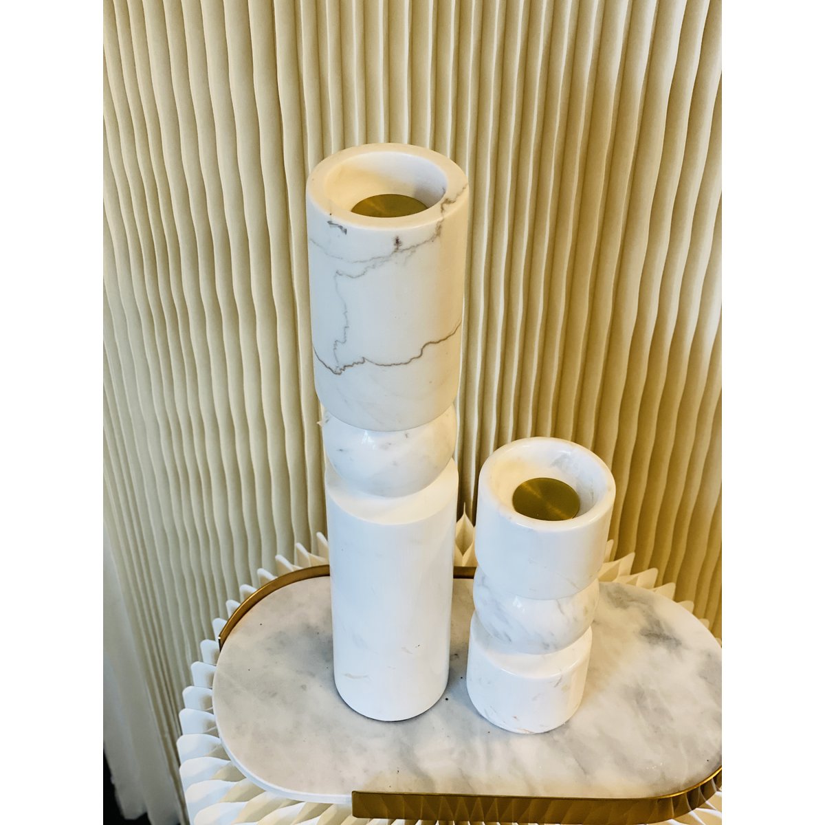 KANDELAAR | MARBLE | WHITE L H39.5cm*W8cm D 8cm Reversible for flower arrangement