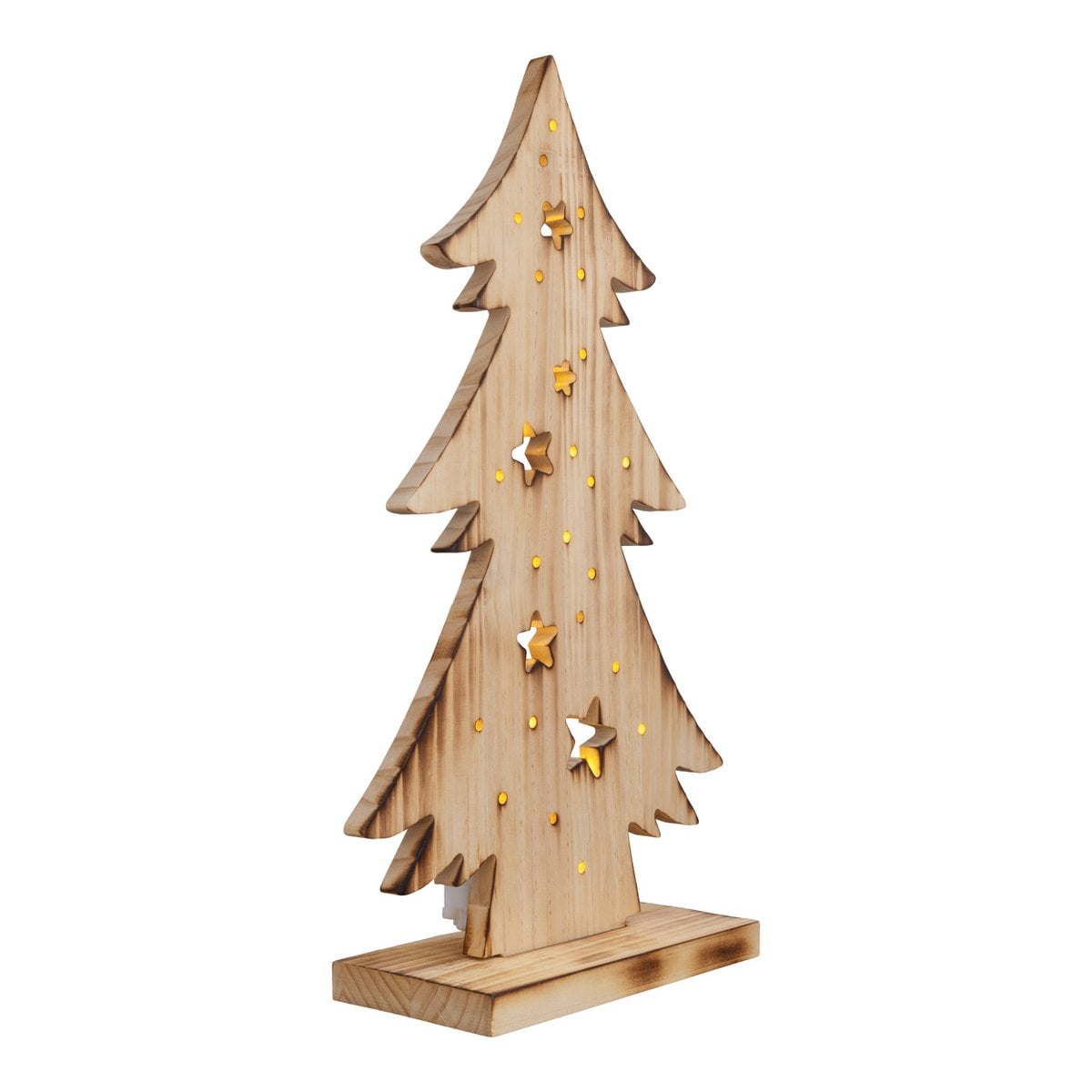 LED WOOD Decolum "Fir Tree" klein, gemaakt van natuurlijk hout met vaste LED's, kerstdecoratie voor buiten