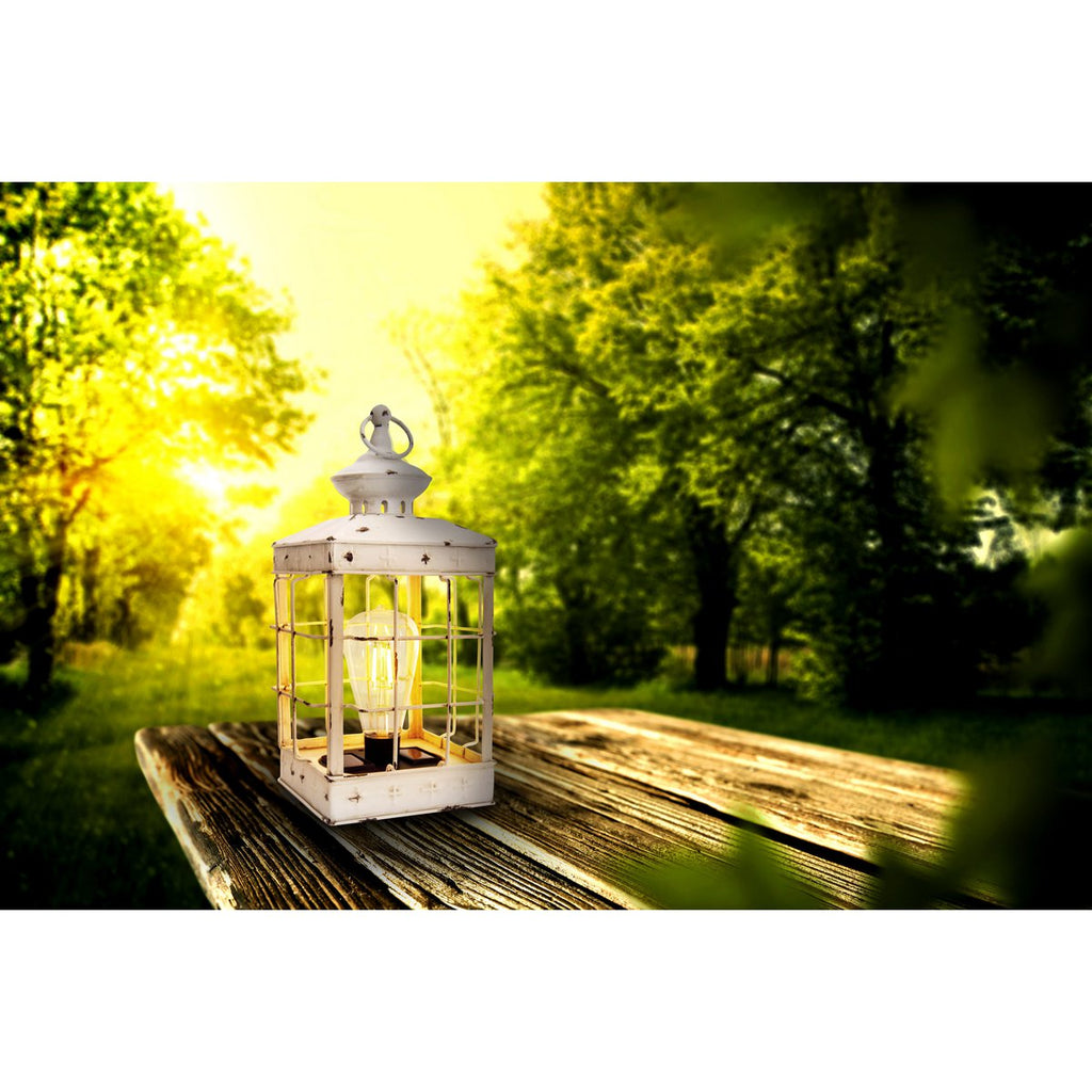 LED Decoratie Solar Light Lantern 31,5 cm hoog, antiek wit, gemaakt van metaal en plastic, LED geïntegreerd, voor buiten