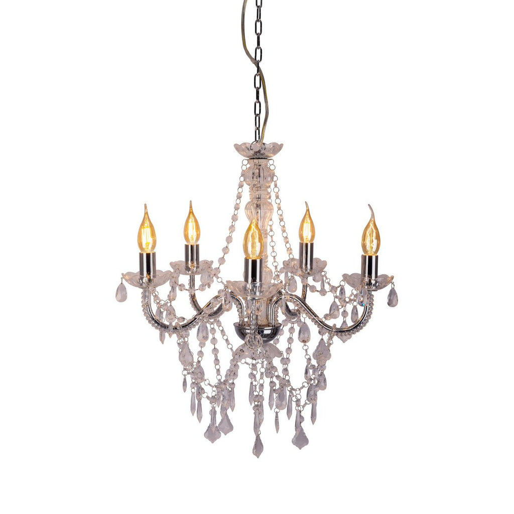 5 Kroon "Cecilia" voor E14 -aansluiting, Ø 52 cm, gemaakt van metaal en acryl, in chroom