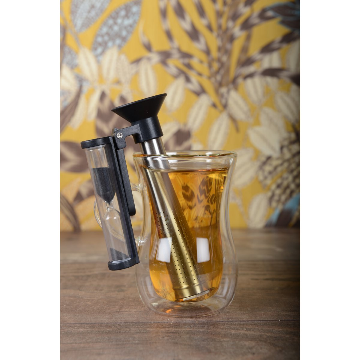 Geef thee met zwarte timer