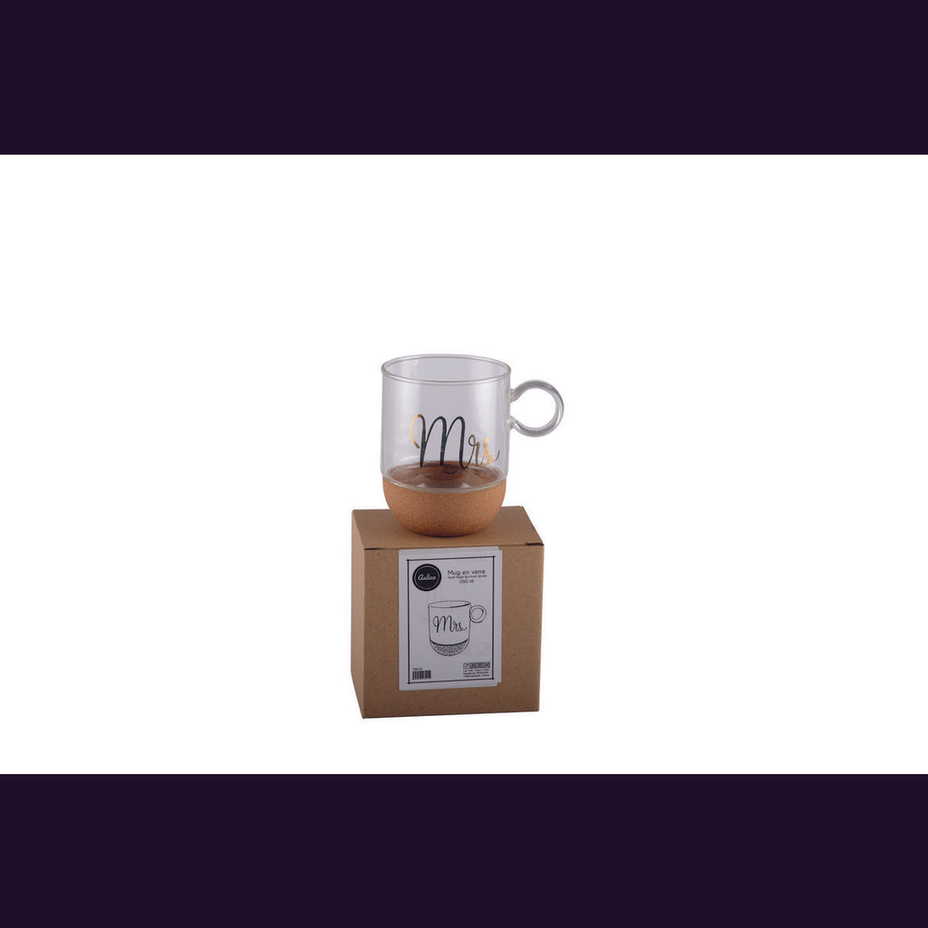 Mok in Glass Cork "Mrs"