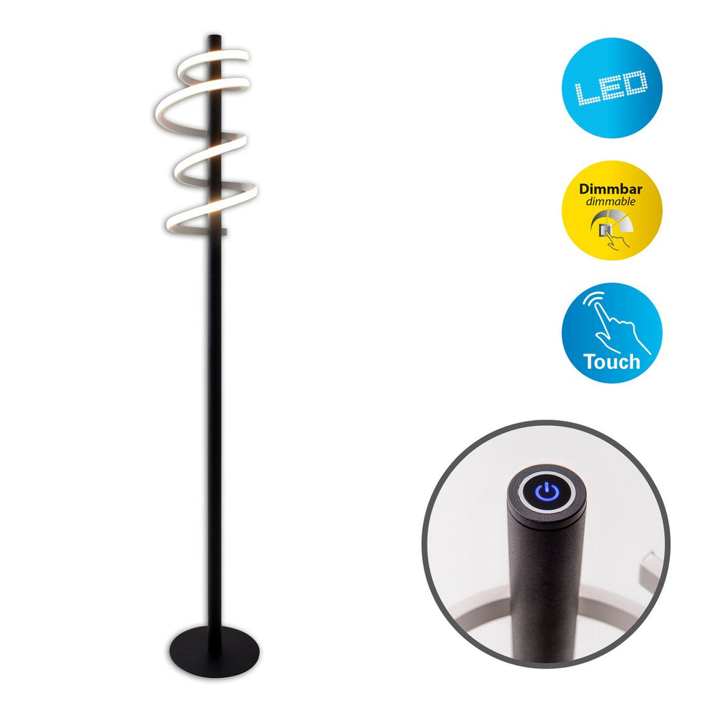 LED staande lamp "Belleza", moderne vloerlamp gemaakt van metaal en plastic in zwart en wit, met stevig ingebouwde LED's, 140 hoog, verlichting voor woonkamer, eetkamer, slaapkamer of kantoor.