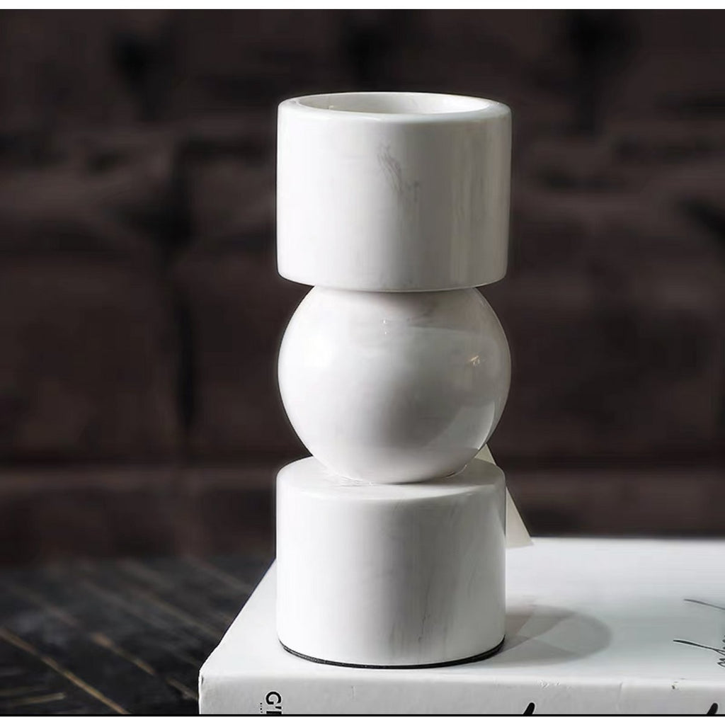 KANDELAAR | MARBLE | WHITE S H19.5cm*W8cm D 8cm