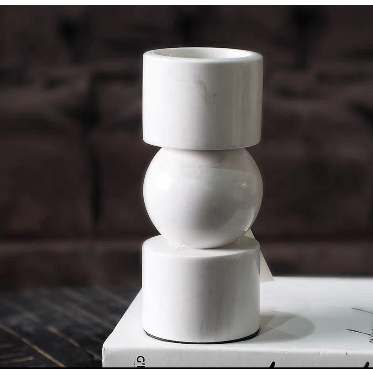 KANDELAAR | MARBLE | WHITE S H19.5cm*W8cm D 8cm