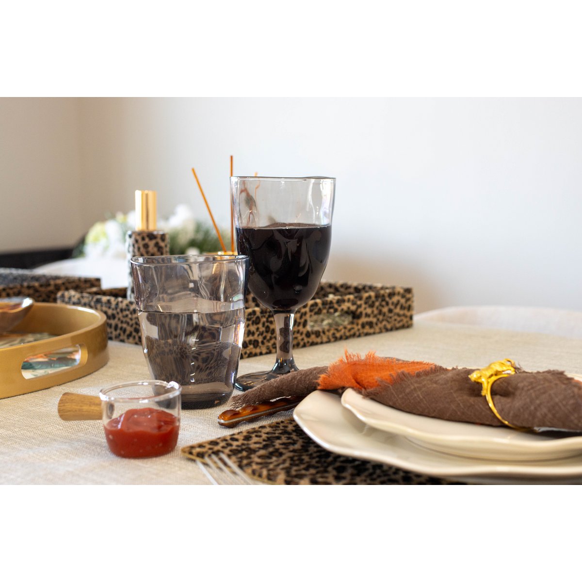 Mini -glazen pan met houten handgreep 9x5.5x4cm