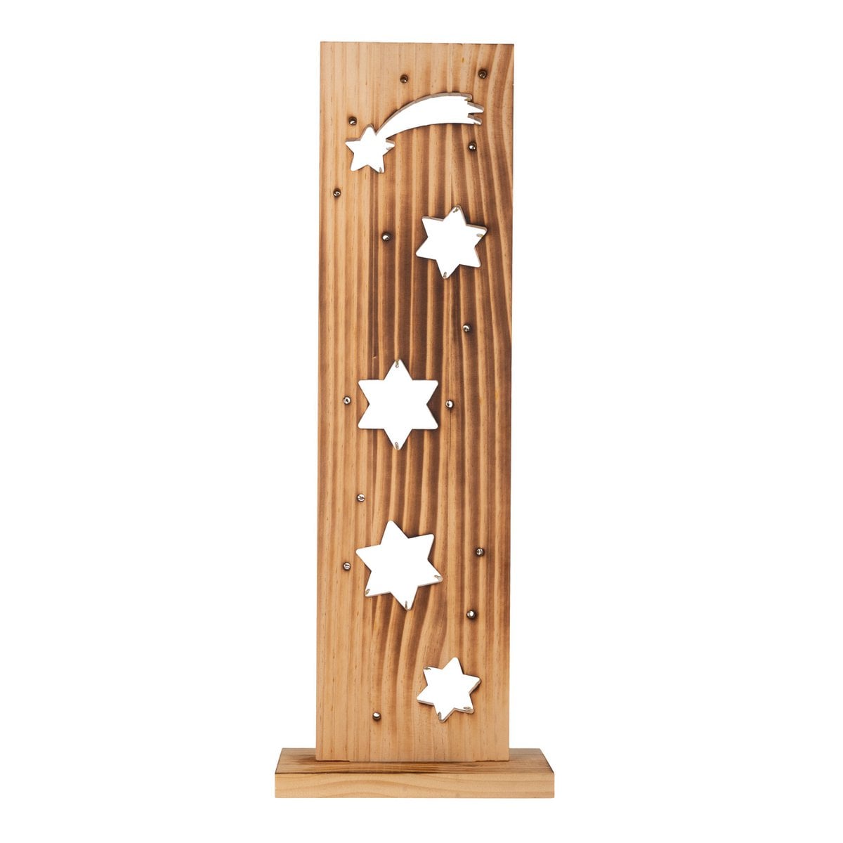Led Wood Decolum "Stars", gemaakt van natuurlijk hout met vaste LED's, kerstdecoratie voor buiten