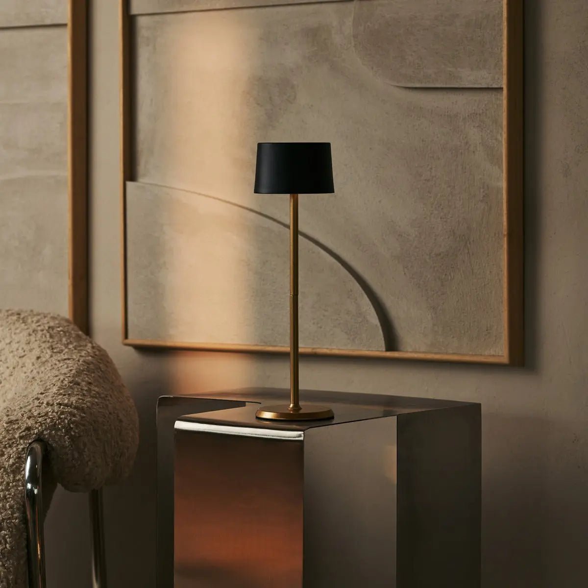 David Black & Gold oplaadbare tafellamp 2 op 1 met verstelbare hoogte - dimbaar en draadloos met 120 uur batterij