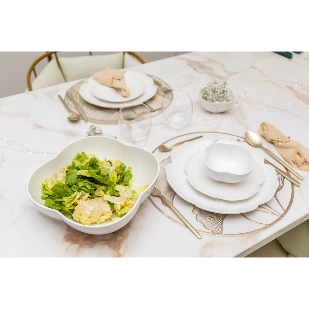 BLOEMEN WIT PORSELEINEN SALADEKOM 25,5CM