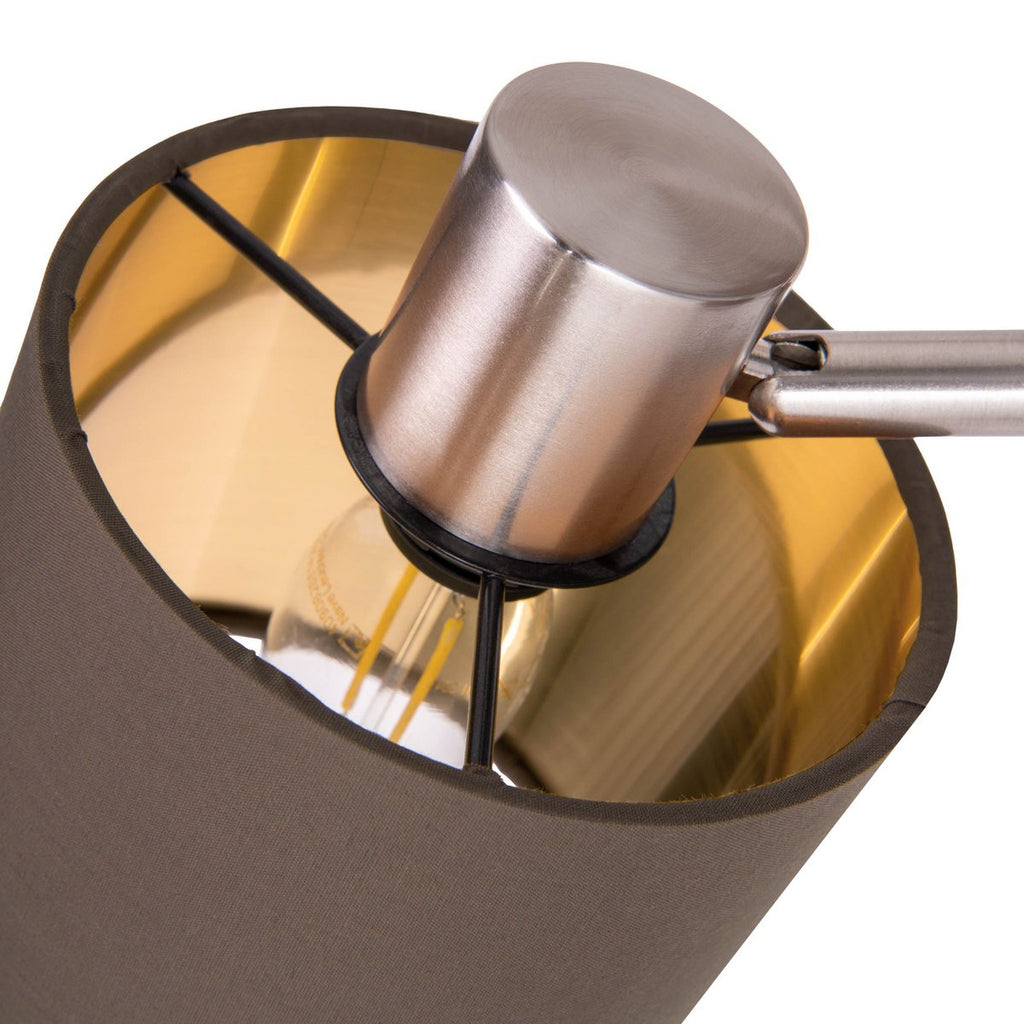 Staande lamp "maron" gemaakt van metalen satine-mat met stof paraplu's in bruin, met E14-aansluiting, voor eetkamer, woonkamer, gang of kantoor, lamp voor woonkamer, eetkamer, hal en kantoor, staande lamp in 153 cm High