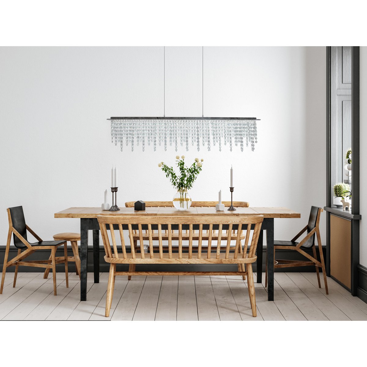 Liv · Houten hanglamp — chroom