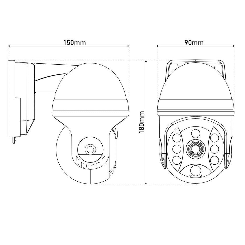 LED -zonne -buitenwandlamp "Moho" met bewegingsdetector en beveiligingscamera -vouw, wandlicht gemaakt van plastic in grijs, met geïntegreerde LED