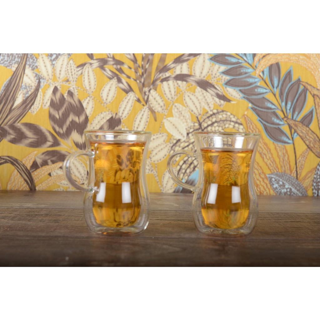 Dubbele muurtheekopjes met handvat - veel van 2