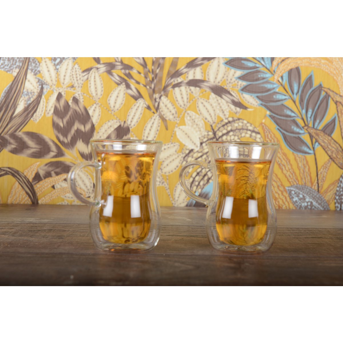 Dubbele muurtheekopjes met handvat - veel van 2