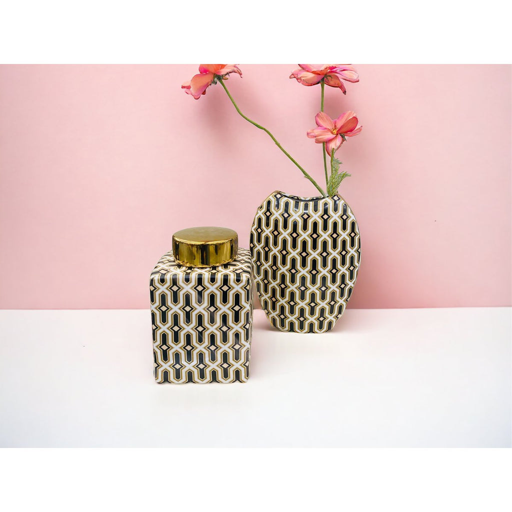 Zwart gouden pot (klein formaat: H21* B*14 D*14)