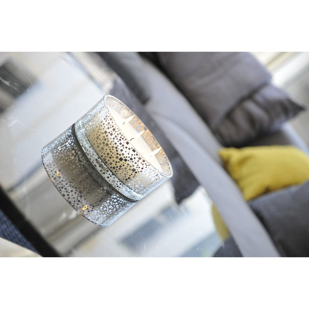 VANILLE KAARS IN ZILVEREN GLASPOT