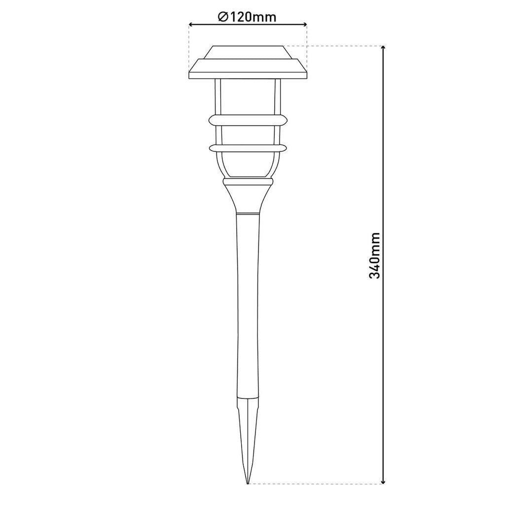 3 Set LED Outdoor Earth Spit 34 cm High, Skeer gemaakt van zwart plastic met geïntegreerde LED, zonnelampje voor buiten