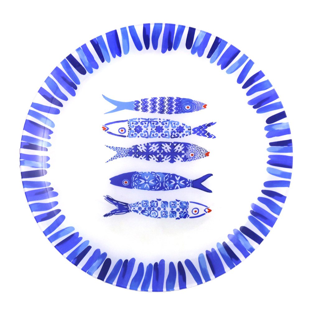 Blue Fish Presentation Plate 30x30x2.2cm