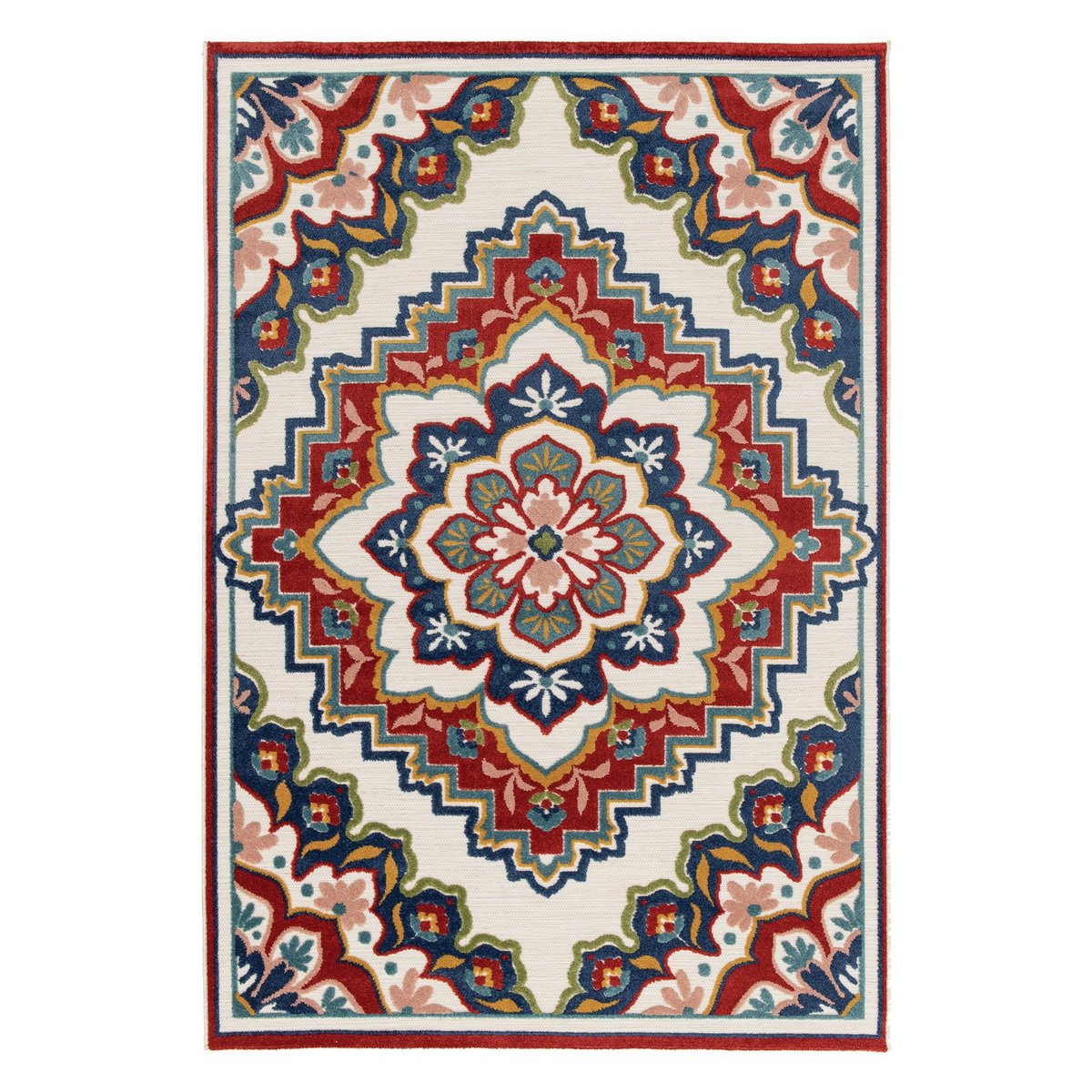 Buiten tapijt geweven fluweel en dahlia gerecht