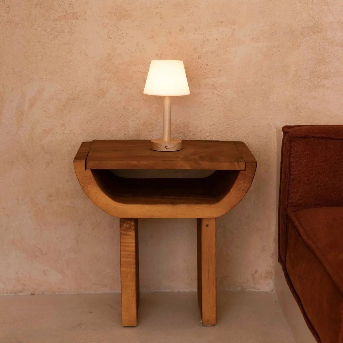 Zoë Lichtbruine Houten Oplaadbare Tafellamp | Dimbaar, USB-C, batterijduur van 80 uur