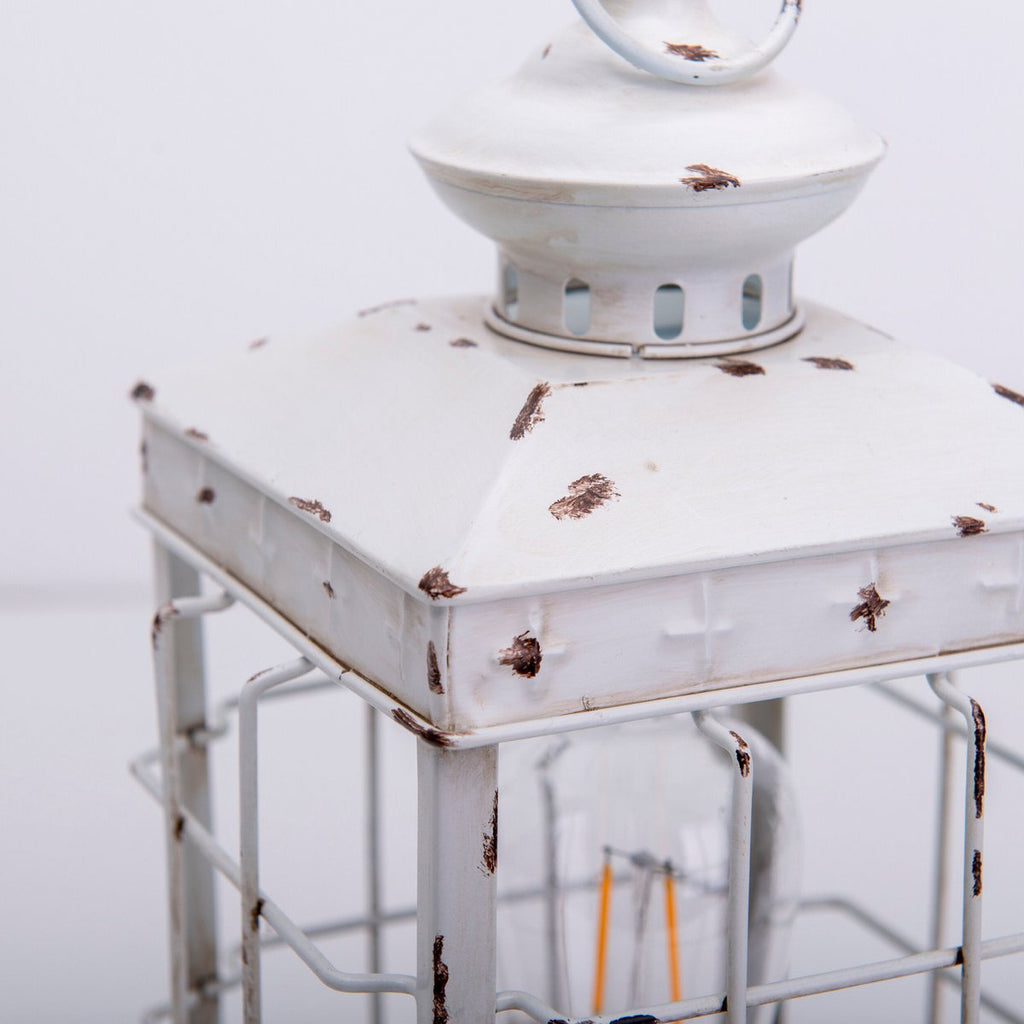 LED Decoratie Solar Light Lantern 31,5 cm hoog, antiek wit, gemaakt van metaal en plastic, LED geïntegreerd, voor buiten