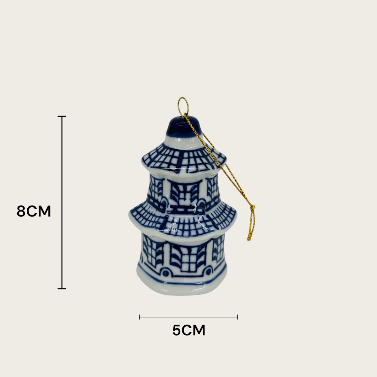 Blauw-wit porseleinen mini kersthanger