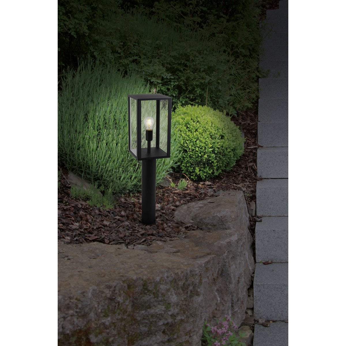 Buiten Sockel Light "Aila" H: 80cm, voor buiten-, metaal- en glazen plintlamp in zwart, E27, padlicht