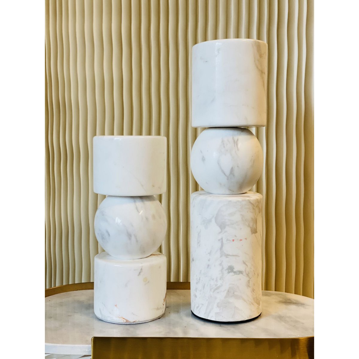 KANDELAAR | MARBLE | WHITE L H39.5cm*W8cm D 8cm Reversible for flower arrangement