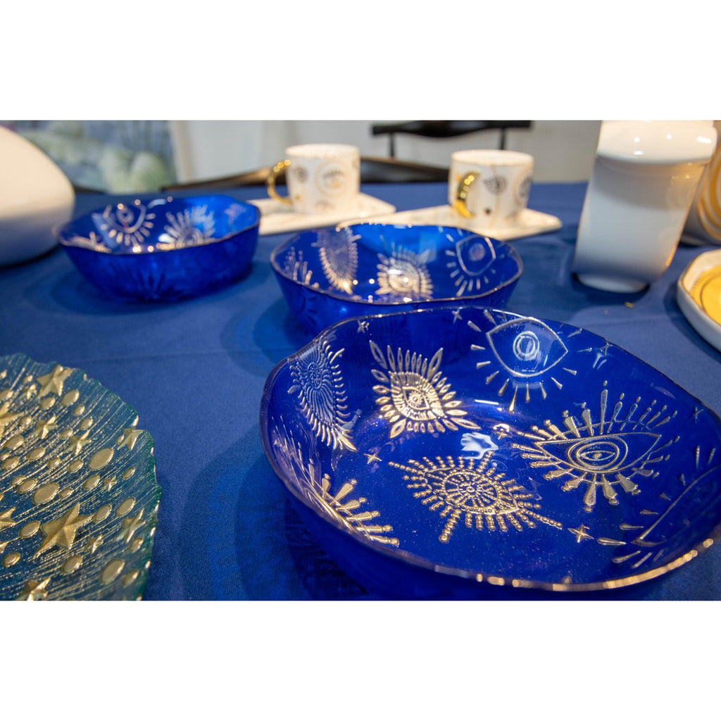 Wentelde blauwe oog kom 15x15x5cm