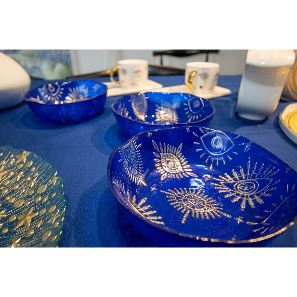 Wentelde blauwe oog kom 15x15x5cm