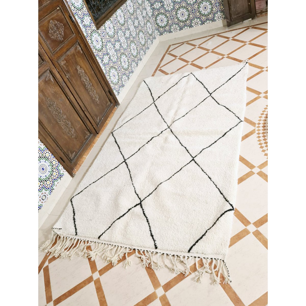 Berber vloerkleed Beni Ouarain zuivere wol 163 x 271 cm