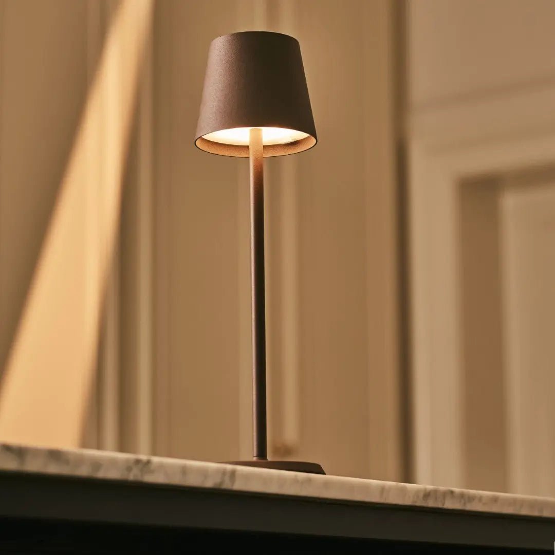 Jasper Mocha Brown - Draadloze lamp met batterij L metaal, dimable en 3 lichtstadia