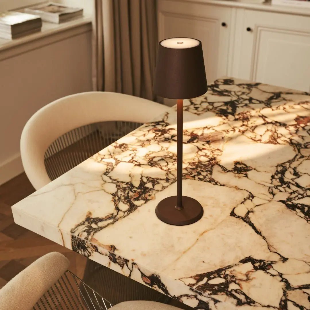 Jasper Mocha Brown - Draadloze lamp met batterij L metaal, dimable en 3 lichtstadia